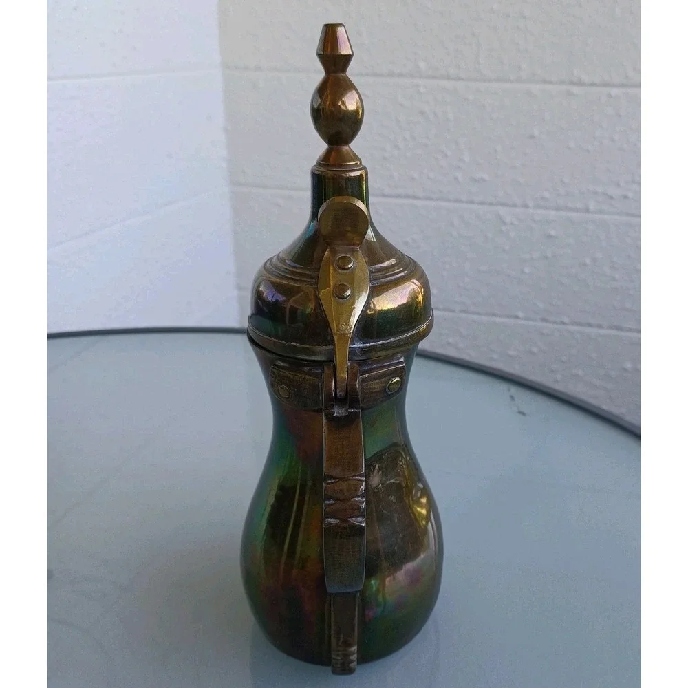 Vintage Brass Dallah Coffee Pot Made in India Ornate Engraved